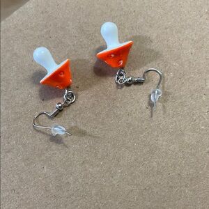 Orange and White mushroom Earrings(multi)